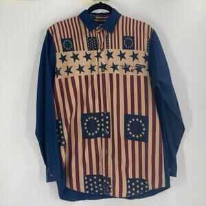 Vtg 90's Mo Betta USA Flag Cowboy Western Americana RODEO CLUB Shirt Men’s Small